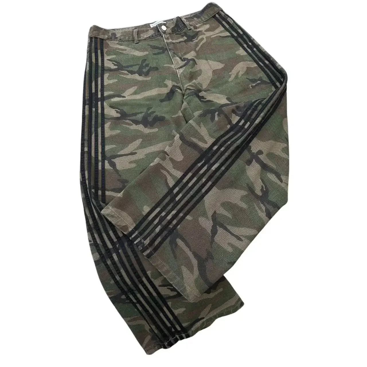 Y2K Harajuku Trendy Camouflage Fashionable Versatile Jeans Men American Street Hip-hop Casual Loose Straight Wideleg Pants Women