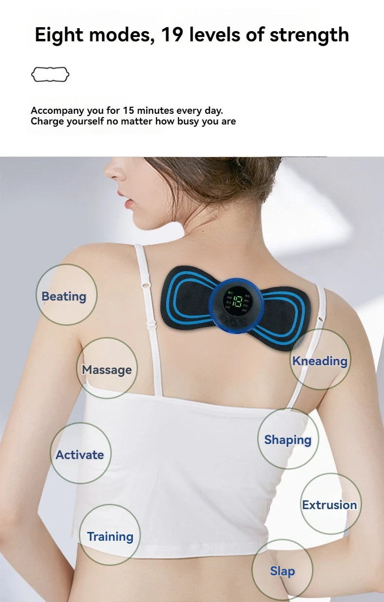Electric EMS Neck Massager Mini Cervical Back Patch Stimulator Massageador Mat Portable Gel Pad Stickers Slim