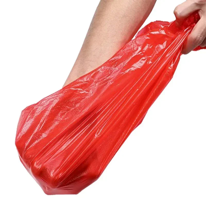 50Pcs/Lot Plastic Bag With Handle Red Thicken Vest Bags Supermarket Grocery Shop Gift Shopping Bag Home Kitchen Supplies