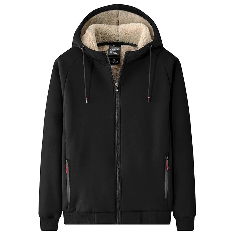 Winter Thicken Hooded cotton winter new plus cashmere men's casual lamb cashmere plus size Hoodie Plush coat L-8XL streetwear