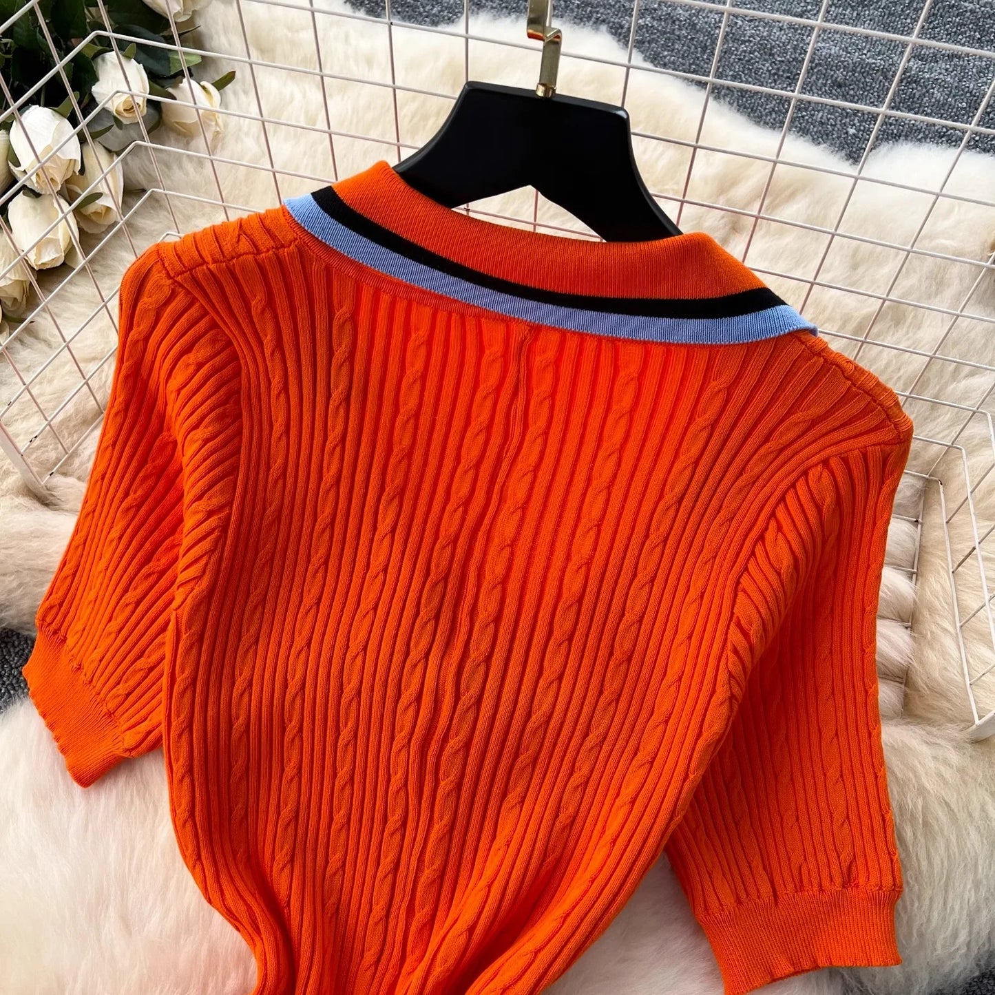 YuooMuoo 2024 Summer Women Knitted Long Dress Brand Fashion Turn-down Collar A-line Sweater Dress Elegant Lady Office Dress Robe