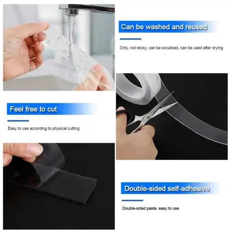 1/3/5m Nano Tape Double-Sided Adhesive Tape Traceless Waterproof Tape For Bathroom Kitchen Sink Tap Gel Sticker