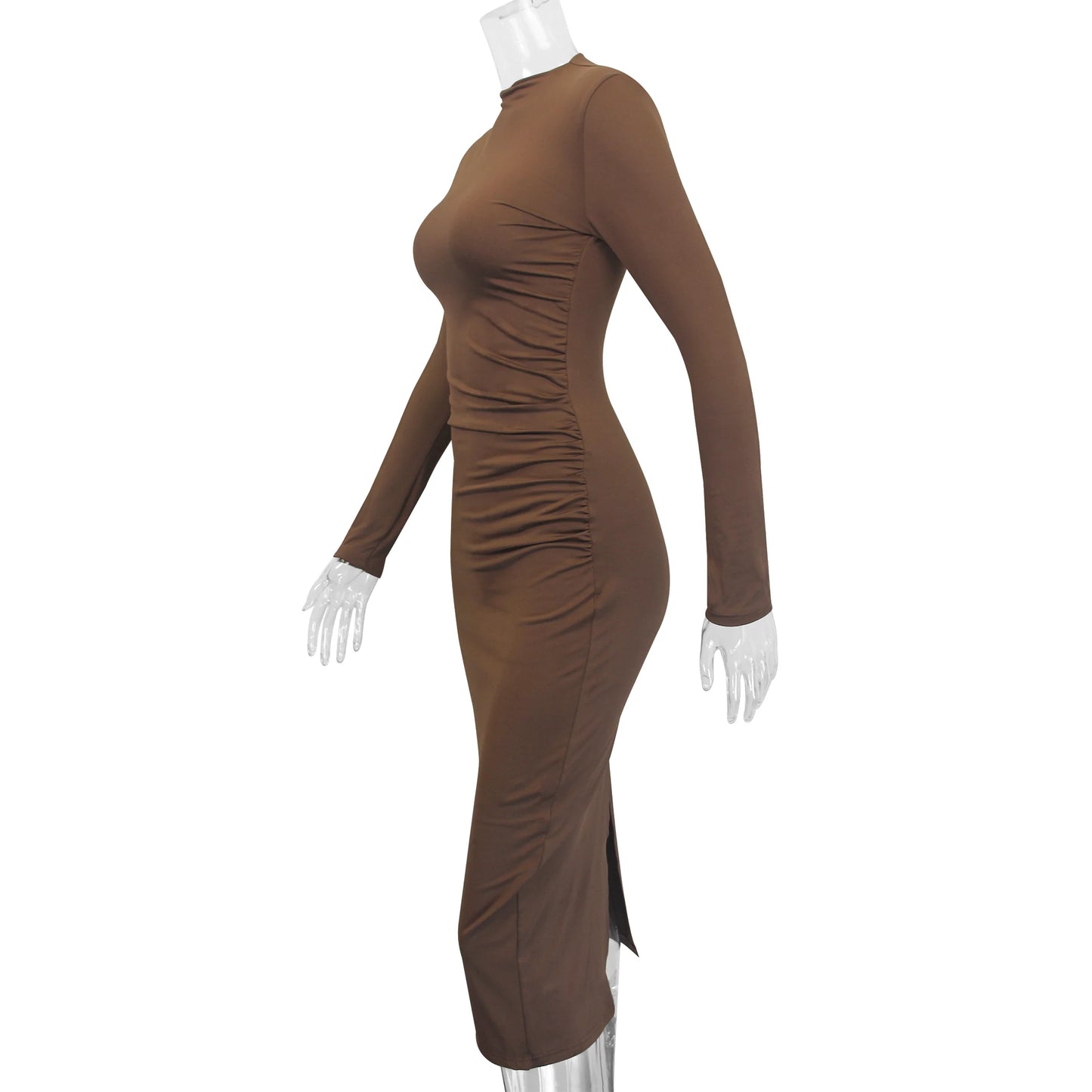 Long Sleeved Round Neck Hip Hugging Long Dress 2024 Autumn Winter Plus Velvet Women's Slim And Elegant Party Evening Dress