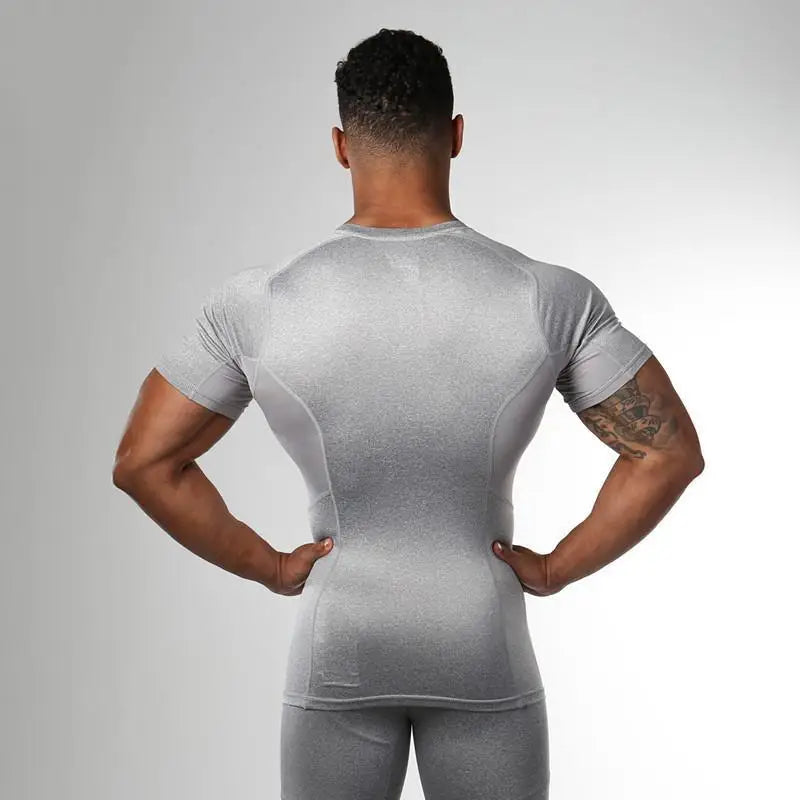 Summer Men's Quick Dry Compression T-Shirt Sport Running Short Sleeve Tees Gym Fitness Workout Bodybuilding Sweatshirt Clothes