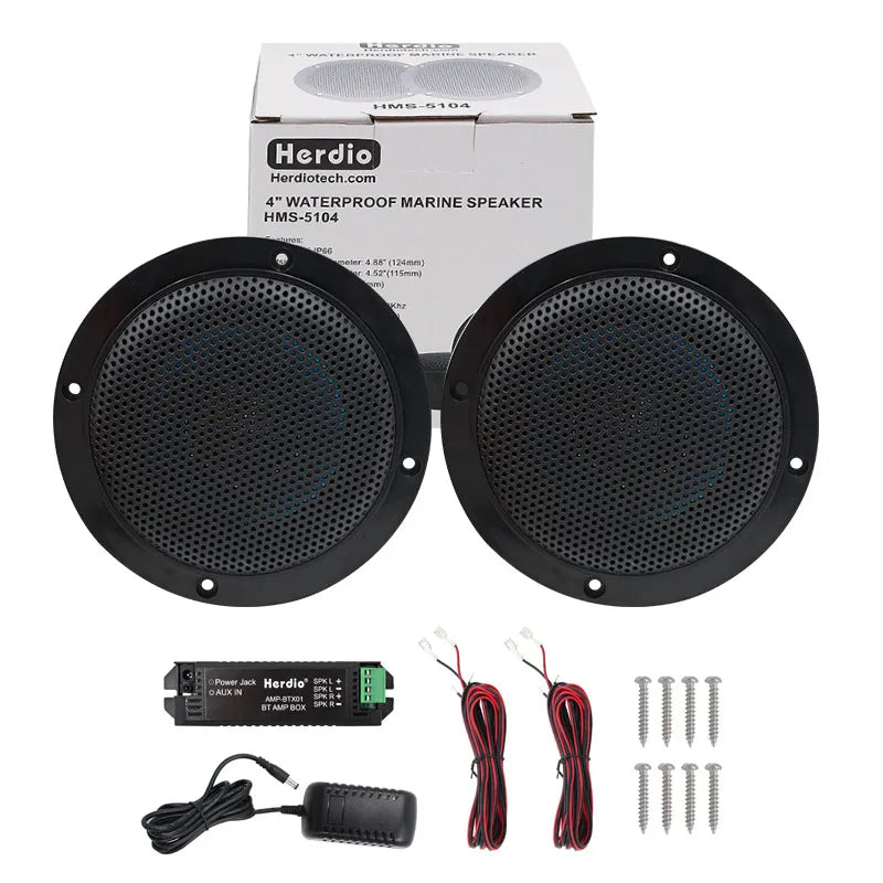 Herdio 4'' Waterproof Marine Bluetooth Ceiling Speakers For Bathroom Kitchen Home Outdoor Camper Golf Cart Boat With Flush Mount