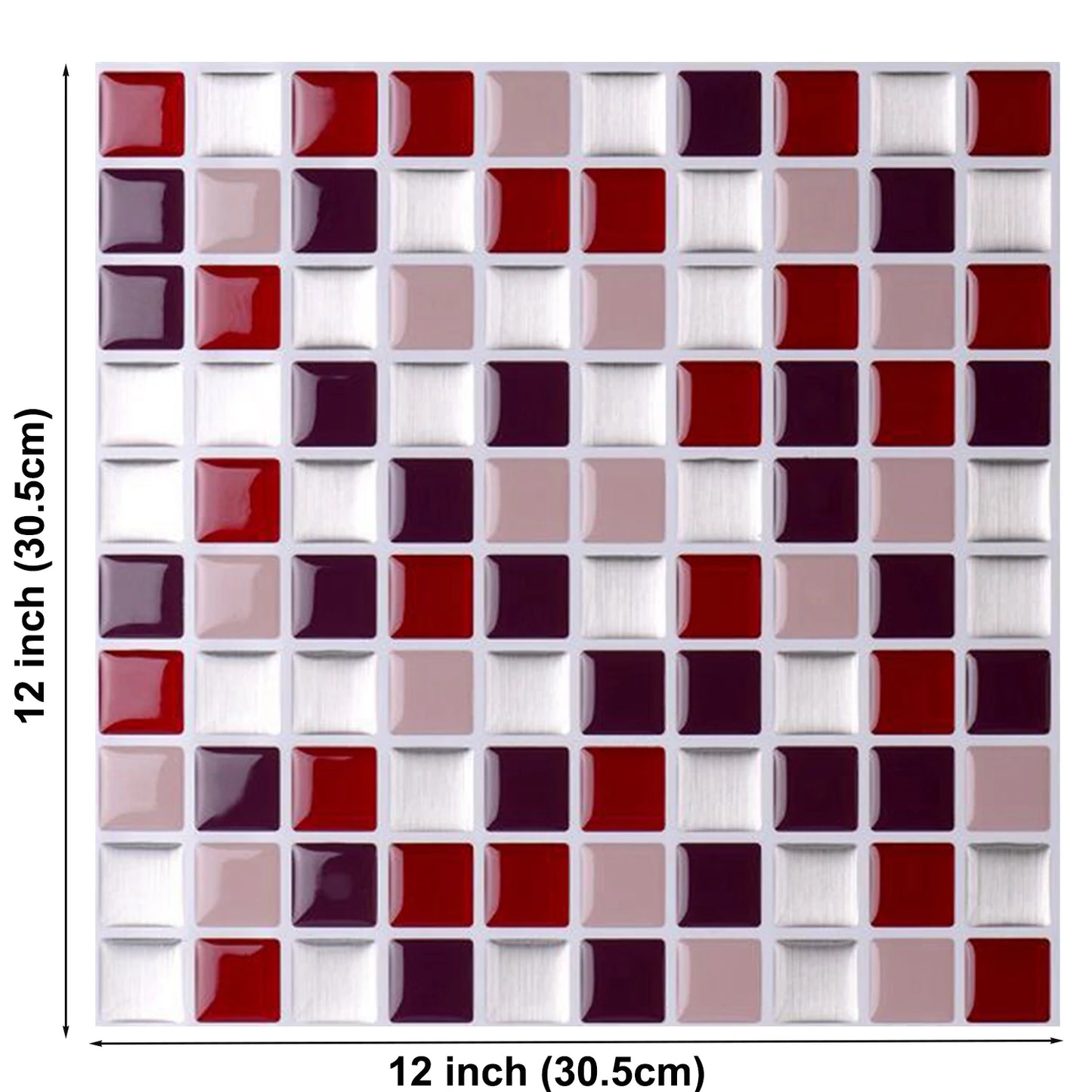 Vividtiles 10*10 Inc Light Grey Square Wall Tile Stickers Mosaic Vinyl 3d Effext Tiles DIY for Kitchen Bathroom Backsplash