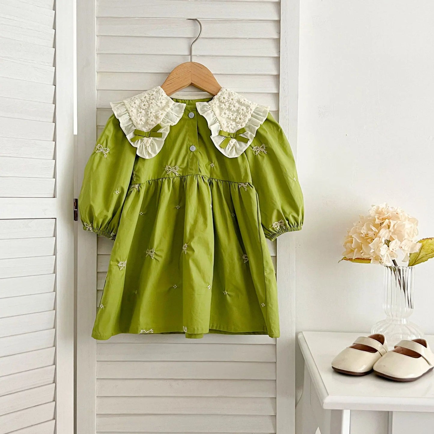 1-6Y Baby Girl Clothing Lace Autumn Casual Dresses Children Fashion Embroidery Sweet Princess Dress Long Sleeve Kids Party Dress