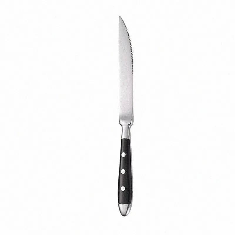 Western Stainless Steel Cutlery Set Creative Retro Steak Knife Dining Fork Spoon Dinnerware Set Rivets Handle Kitchen Tableware