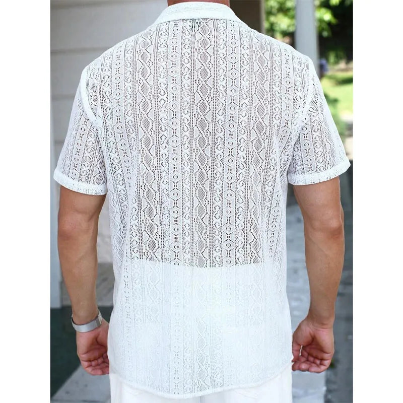 Spring Summer Men's Sexy Short-sleeved Shirt, Outdoor Leisure Beach Men's Top Shirt, Party Casual Shirt Shirts for Men