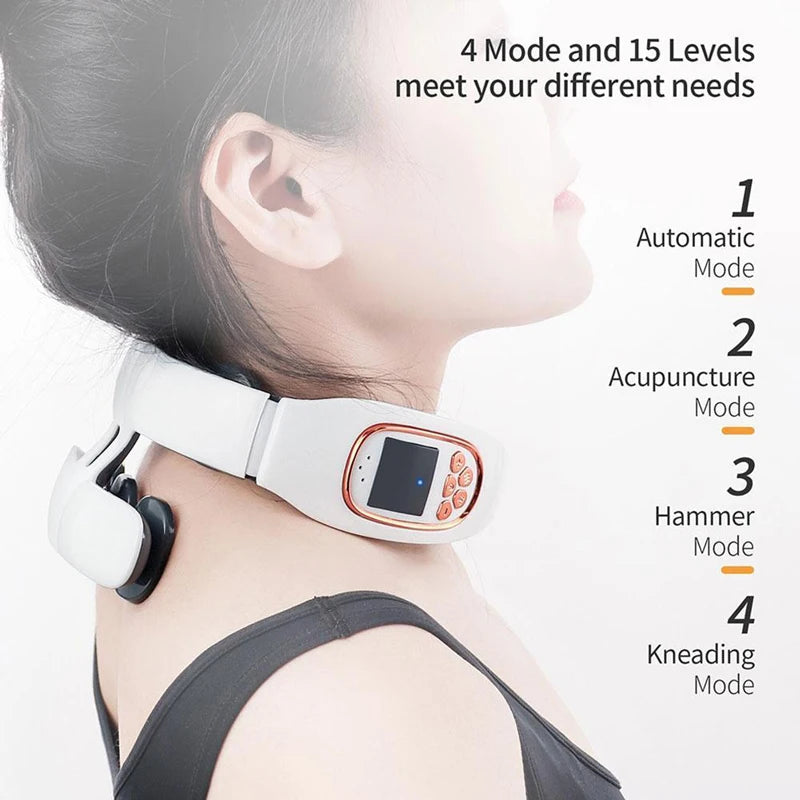 Pulse Neck Massager Heat Pain Relief Cordless Intelligent Deep Tissue Trigger Point Massage Shoulder Cervical Massager