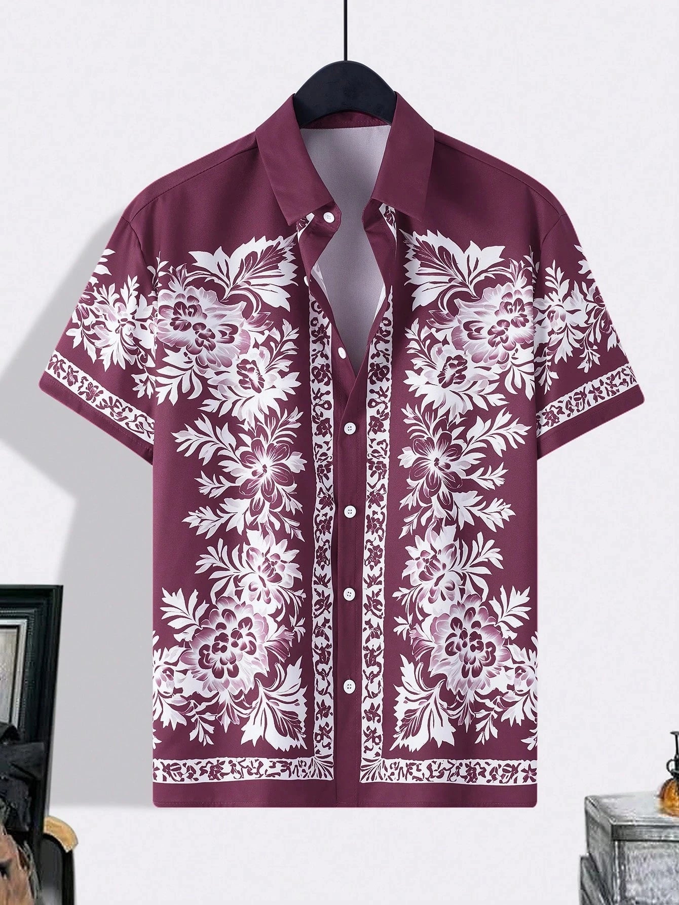 Men'S Summer Printed Vacation Shirt T-Shirt Loose Casual Button Cardigan Fashionable And Handsome Half Sleeved Men'S Top