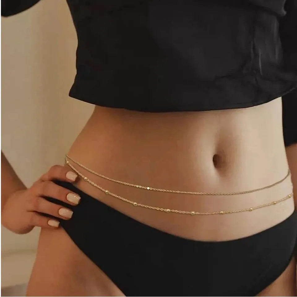 New Fashion Gold Color Metal Belly Chains For Women Simple Sexy Boho Geometric Sequins Summer Beach Bikini Waist Body Jewelry