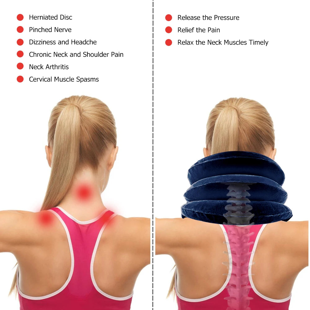 Dropshipping Inflatable Cervical Retractor Neck Massager Air Cervical Traction Neck Stretching Brace Soft Neck Cervical