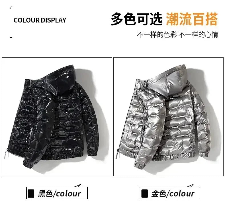 Thermal Coats Mens Thick Warm Glossy Shiny Jackets Brand Outwear Men's Clothing Winter Men's Hooded Parkas Windbreaker Fashion