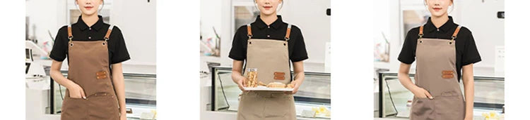 Men's Women's Kitchen Apron Custom Logo Catering Server Work Aprons Nails Hairdressing Mandil Restaurant Cafes Bar Waiter Bibs