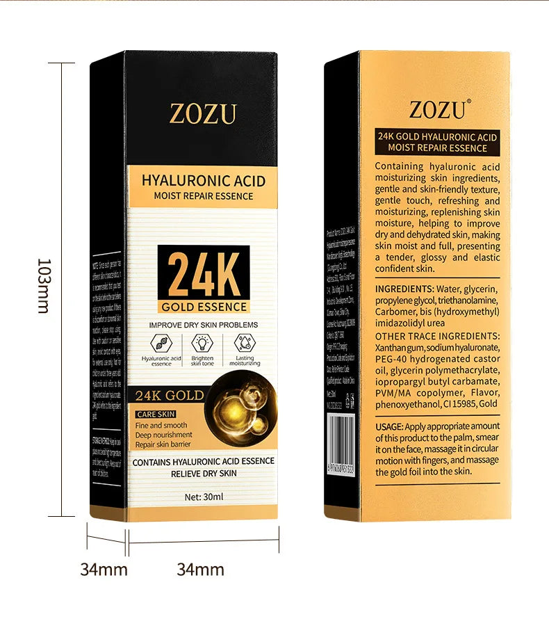 1/2/3pcs 24K Gold Hyaluronic Acid Serum Facial Essence Moisturizing Hydrating Anti-aging Face Serum Facial Skin Care Products