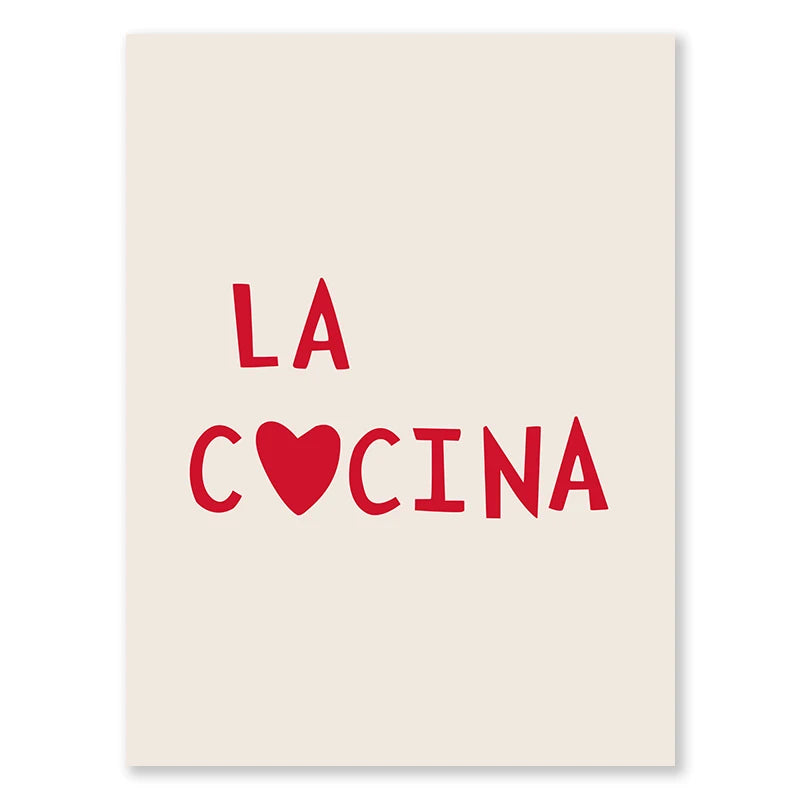 Aesthetic Kitchen Alphabet Wall Art Red Love Phrase Cute Cooking Poster New Wave Simple Canvas Painting Home Kitchen Decoration