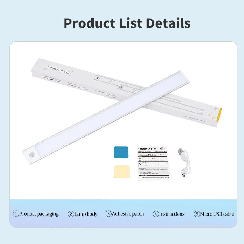 10-60cm LED Ultra Thin Lights Motion Sensor night light Wireless Under Cabinet Lights For Kitchen Closet Cabinet Lighting