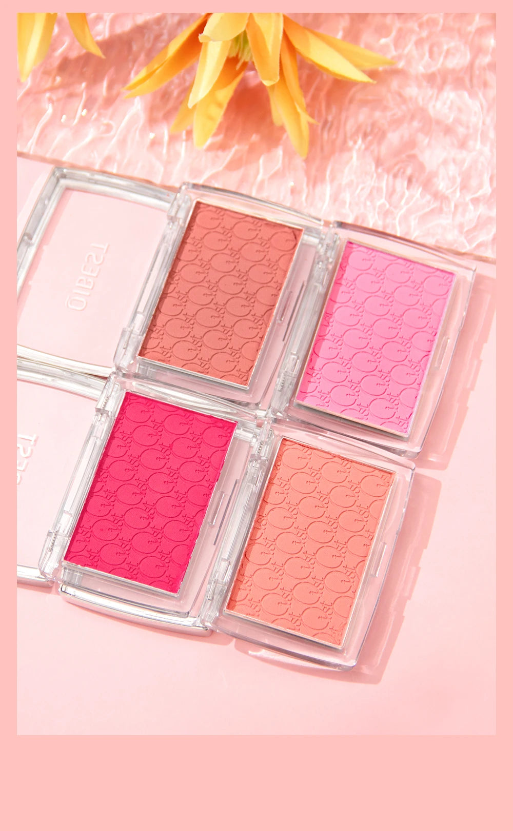 QIBEST Natural Cream Blush Palette Makeup Long-Lasting High Pigment Face Blusher Powder Facial Cheek Tint Rouge Women Cosmetics
