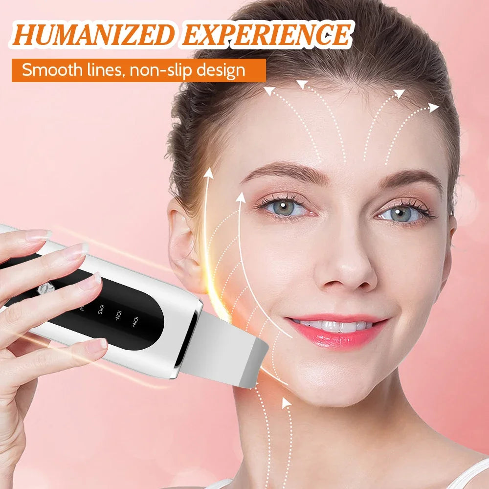EMS Ultrasonic Cleaner Set Skin Scrubber Face Lifting Spatula Blackhead Remover Shovel Acne Pore Cleaning Facial Skin Care