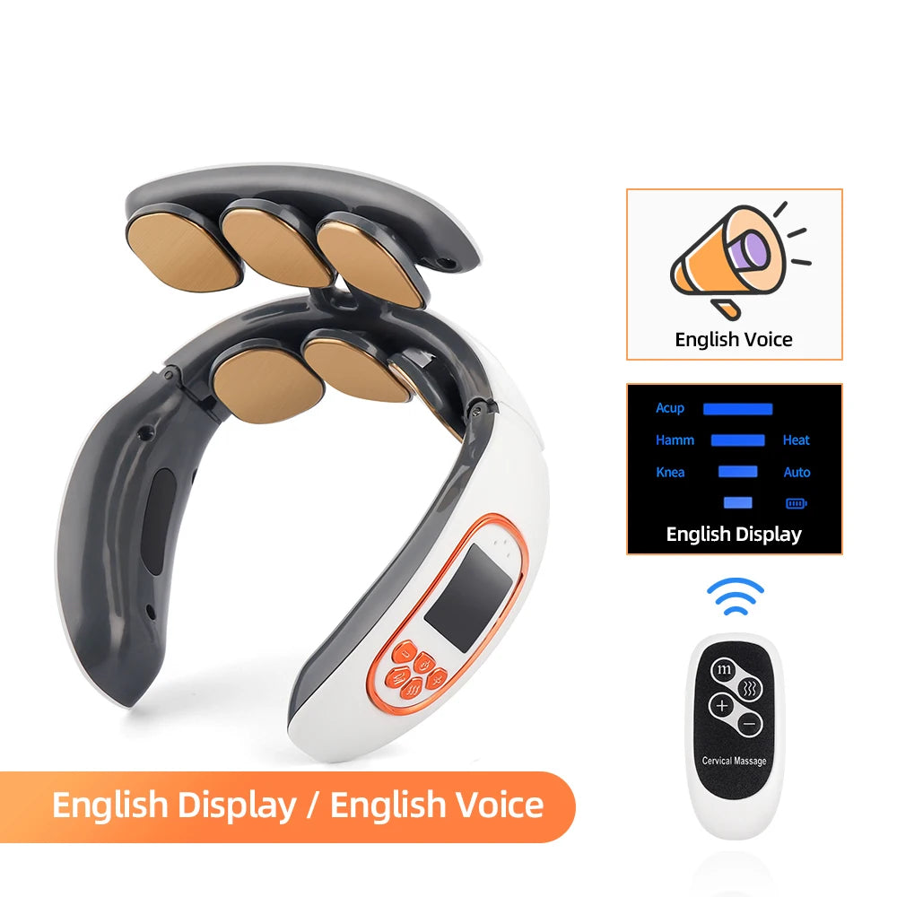 Pulse Neck Massager Heat Pain Relief Cordless Intelligent Deep Tissue Trigger Point Massage Shoulder Cervical Massager