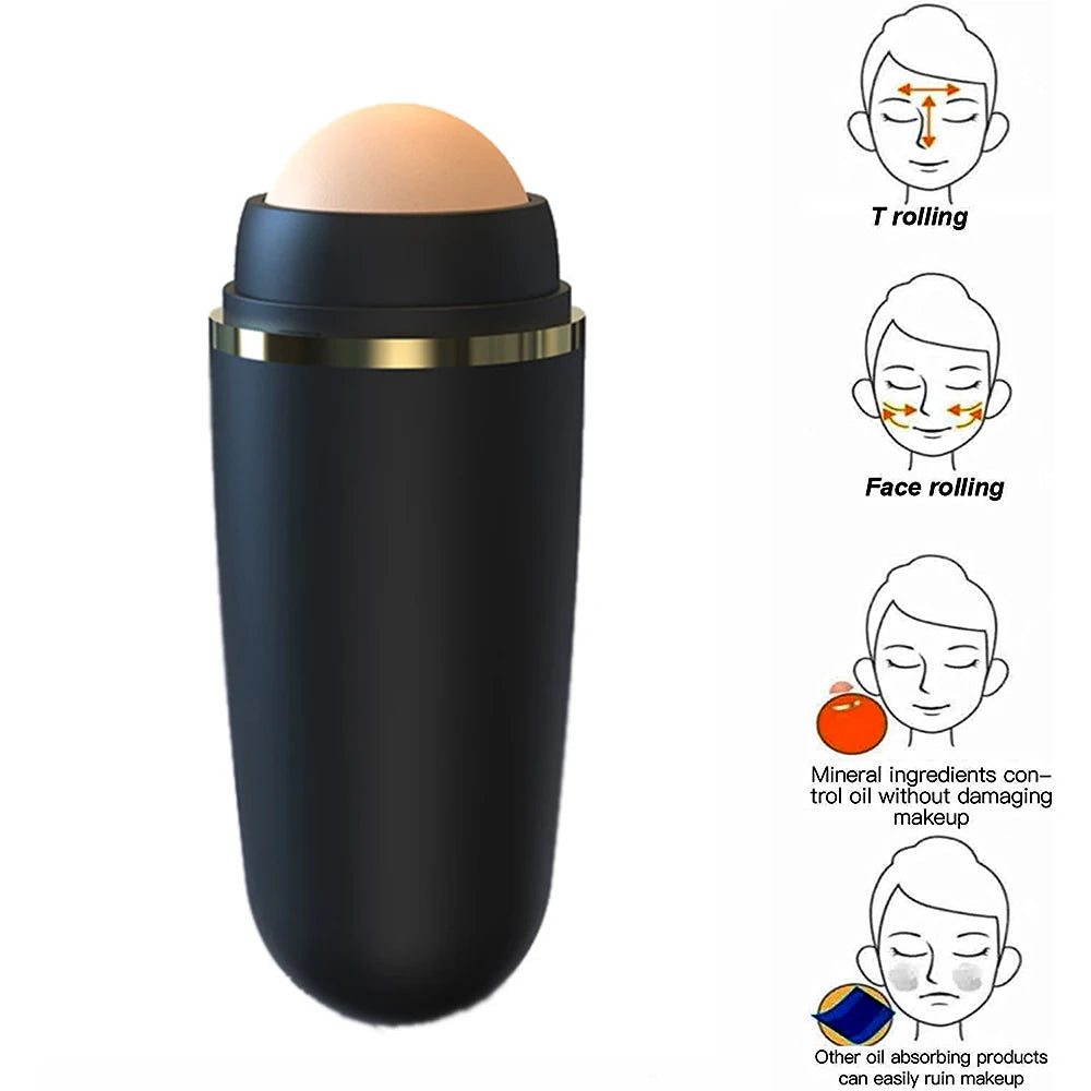 Oil-Absorbing Natural Volcanic Stone Face Clean Care Oil Control Reusable Face Massager Roller Skincare Beauty Makeup Tool