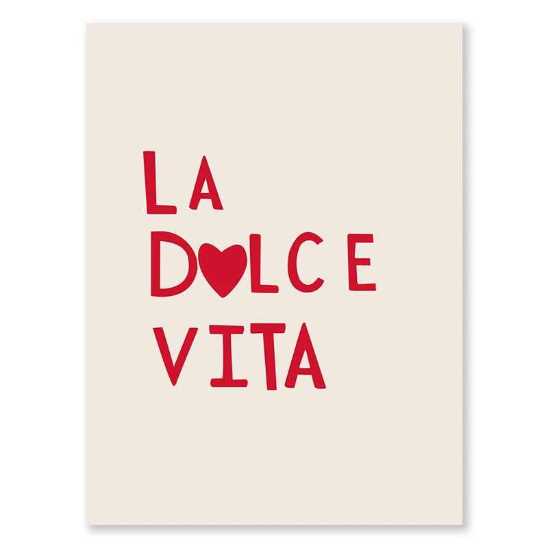 Aesthetic Kitchen Alphabet Wall Art Red Love Phrase Cute Cooking Poster New Wave Simple Canvas Painting Home Kitchen Decoration