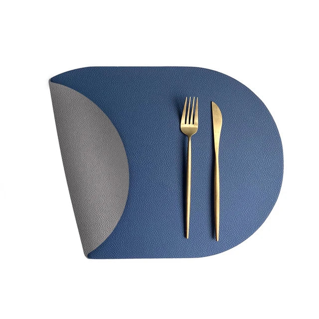 1/4/6PCS Oval Placemat Sets Double-Sided Faux Leather Design Dining Table Mats Waterproof Non-Slip Kitchen Table Placemat Grey