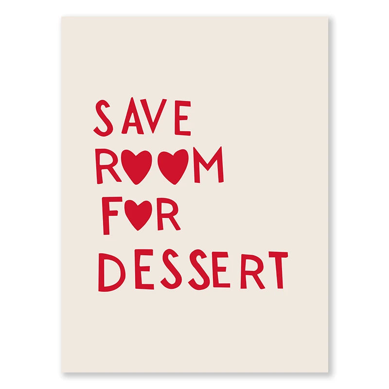 Aesthetic Kitchen Alphabet Wall Art Red Love Phrase Cute Cooking Poster New Wave Simple Canvas Painting Home Kitchen Decoration