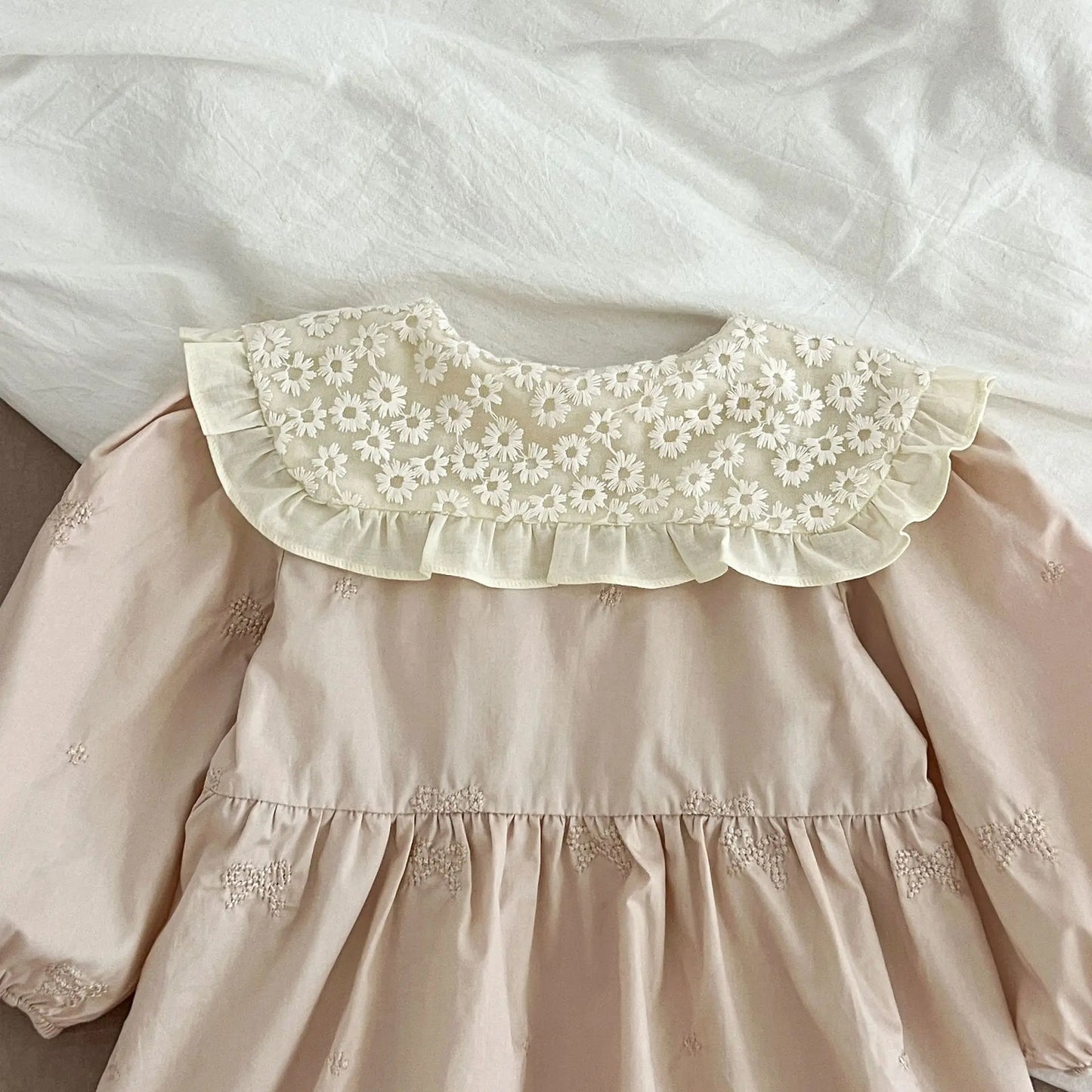 1-6Y Baby Girl Clothing Lace Autumn Casual Dresses Children Fashion Embroidery Sweet Princess Dress Long Sleeve Kids Party Dress