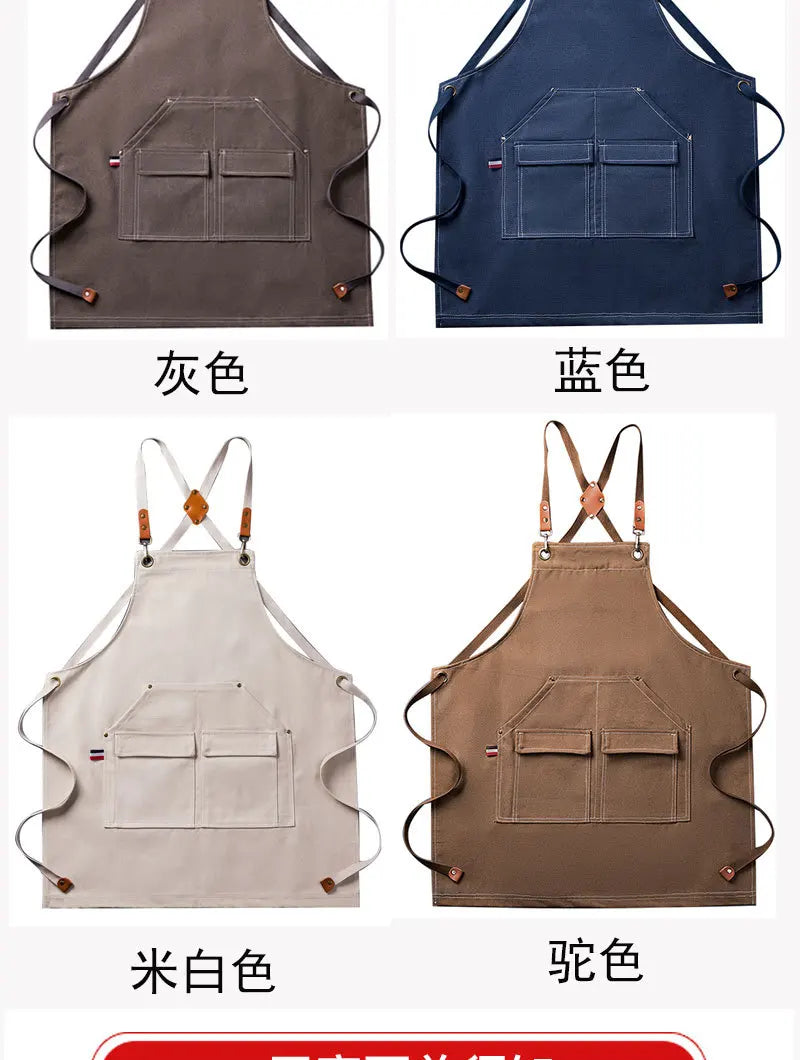Thickened Canvas Apron Wholesale Cross-border Kitchen Garden Tools Apron Gardening Outdoor Storage Work Apron