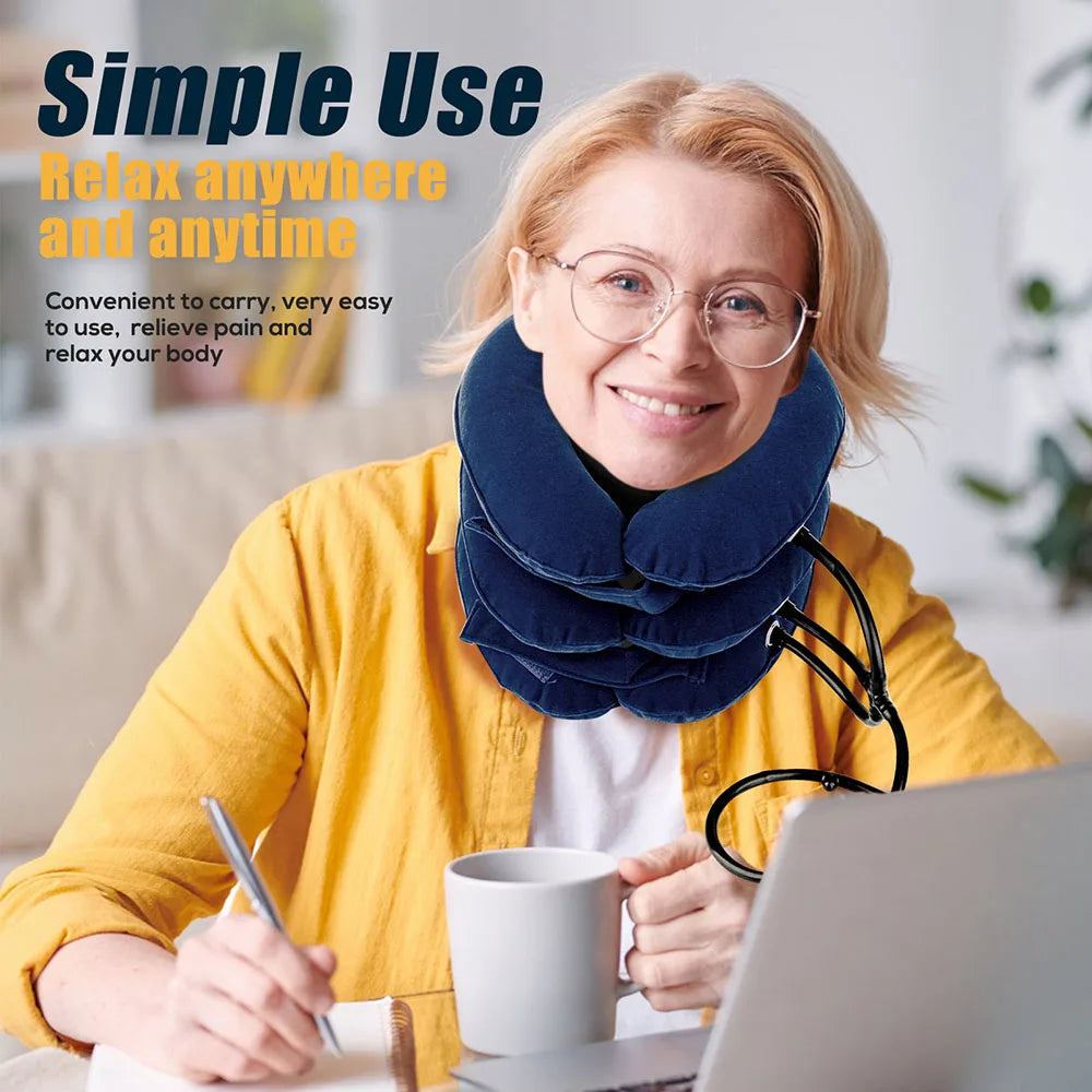 Dropshipping Inflatable Cervical Retractor Neck Massager Air Cervical Traction Neck Stretching Brace Soft Neck Cervical