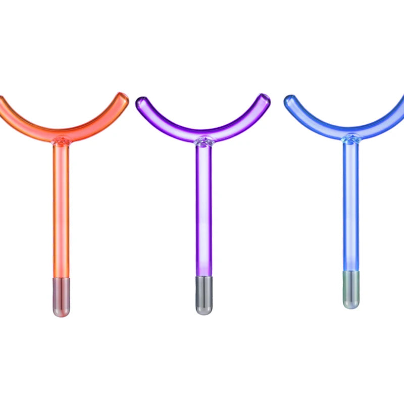 High Frequency Facial Wand Y Type Electrode Neck Jawline Violet Argon Acne Oily Red Neon Sensitive Dry Aged Skin Care Massage