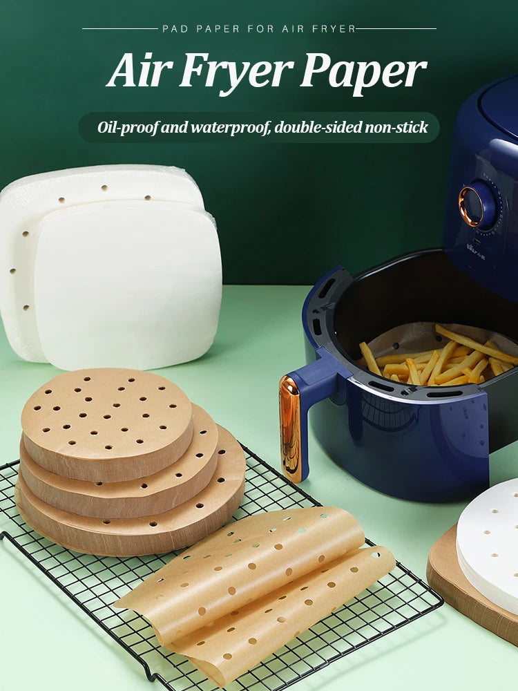Air Fryer Paper Disposable Steamer Liners Kitchen Bakeware Papers Baking Non-Stick Steaming Mat Oil-absorbing Paper for Fryer