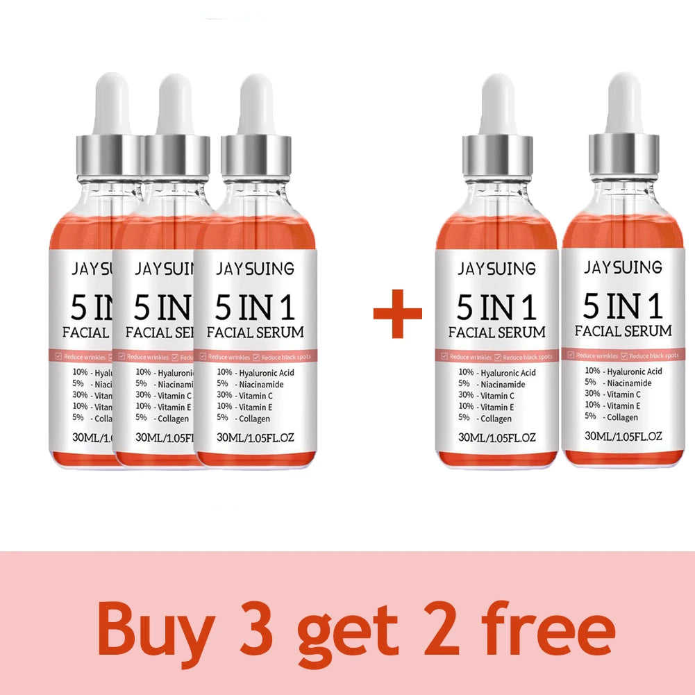 5 In 1 Face Serum Moisturizing V C Hyaluronic Acid Facial Serum Shrink Pores Skin Care 1/3/5/10pcs