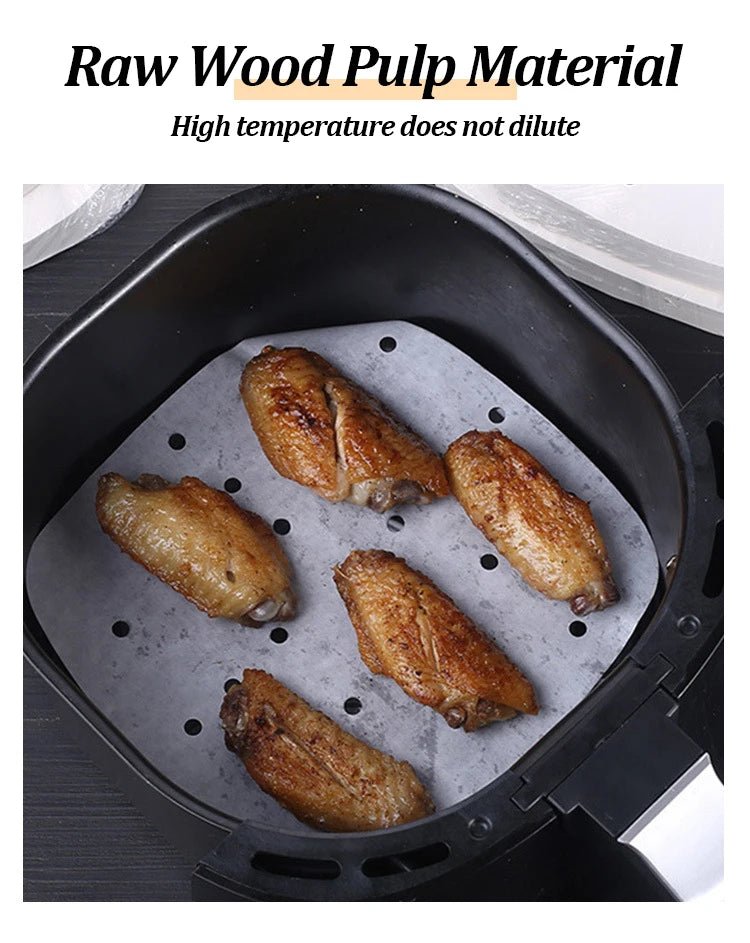 Air Fryer Paper Disposable Steamer Liners Kitchen Bakeware Papers Baking Non-Stick Steaming Mat Oil-absorbing Paper for Fryer