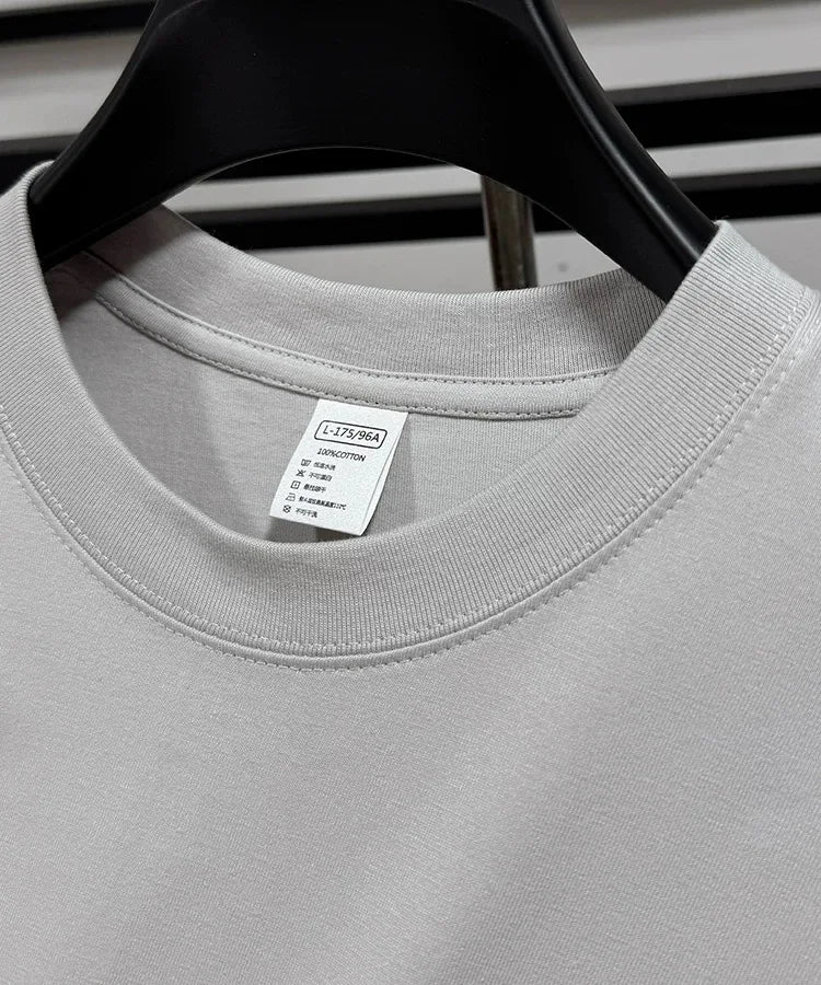 100% pure cotton new high-end brand men's round neck short sleeved T-shirt summer fashion dog embroidery Korean loose design top