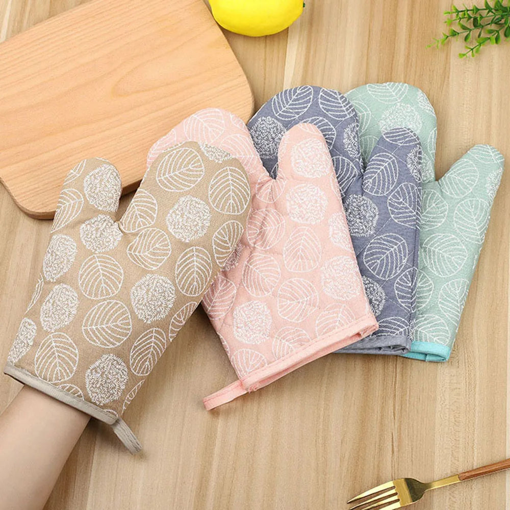 2 Pieces Thick Heat Resistant Gloves, Microwave Oven Gloves, Anti-scalding Printed Gloves Kitchen Baking Oven Gloves