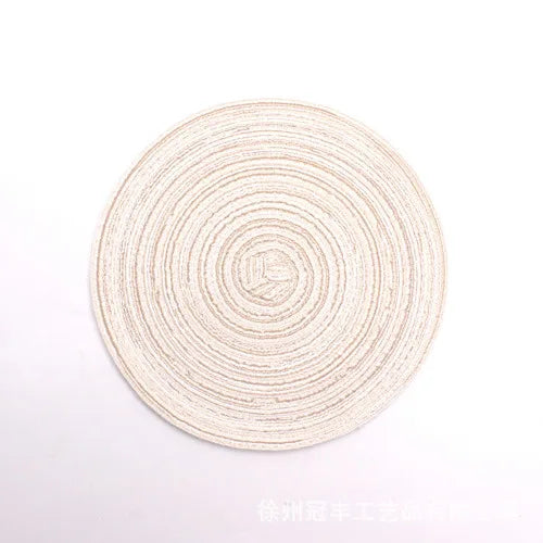 1pcs Round Table Mat Woven Ramie Placemats Anti Slip Dining Table Mats Non-Slip Tableware Bowl Pads Kitchen Drink Cup Coasters