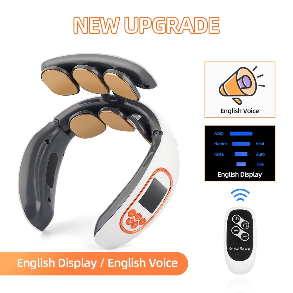 6 Modes Electric Neck Massager TENS Neck Pulse Back Power Control Heating Tool Health Care Neck Relaxation