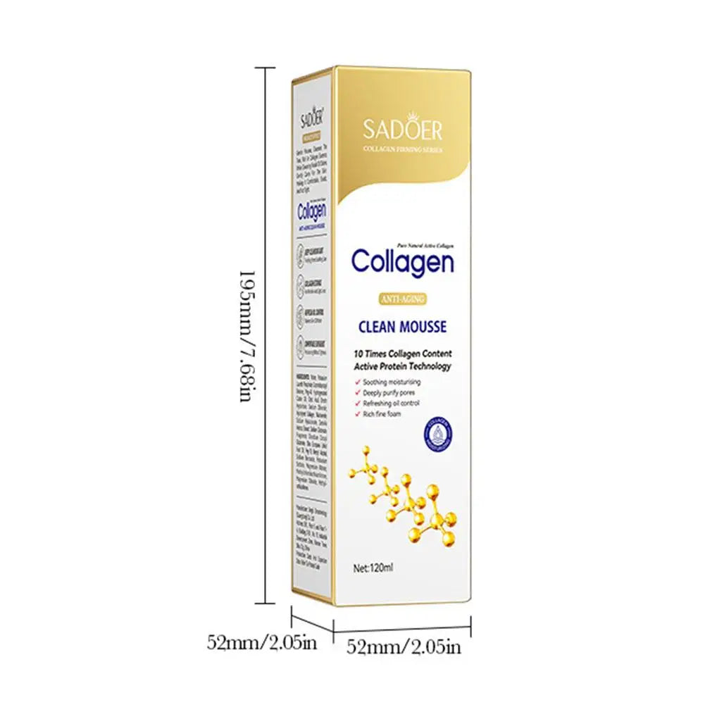 SADOER Collagen Facial Cleanser Mousse Deep Cleansing Skincare Moisturizing Firming Face Wash Foam Cleanser Skin Care Products
