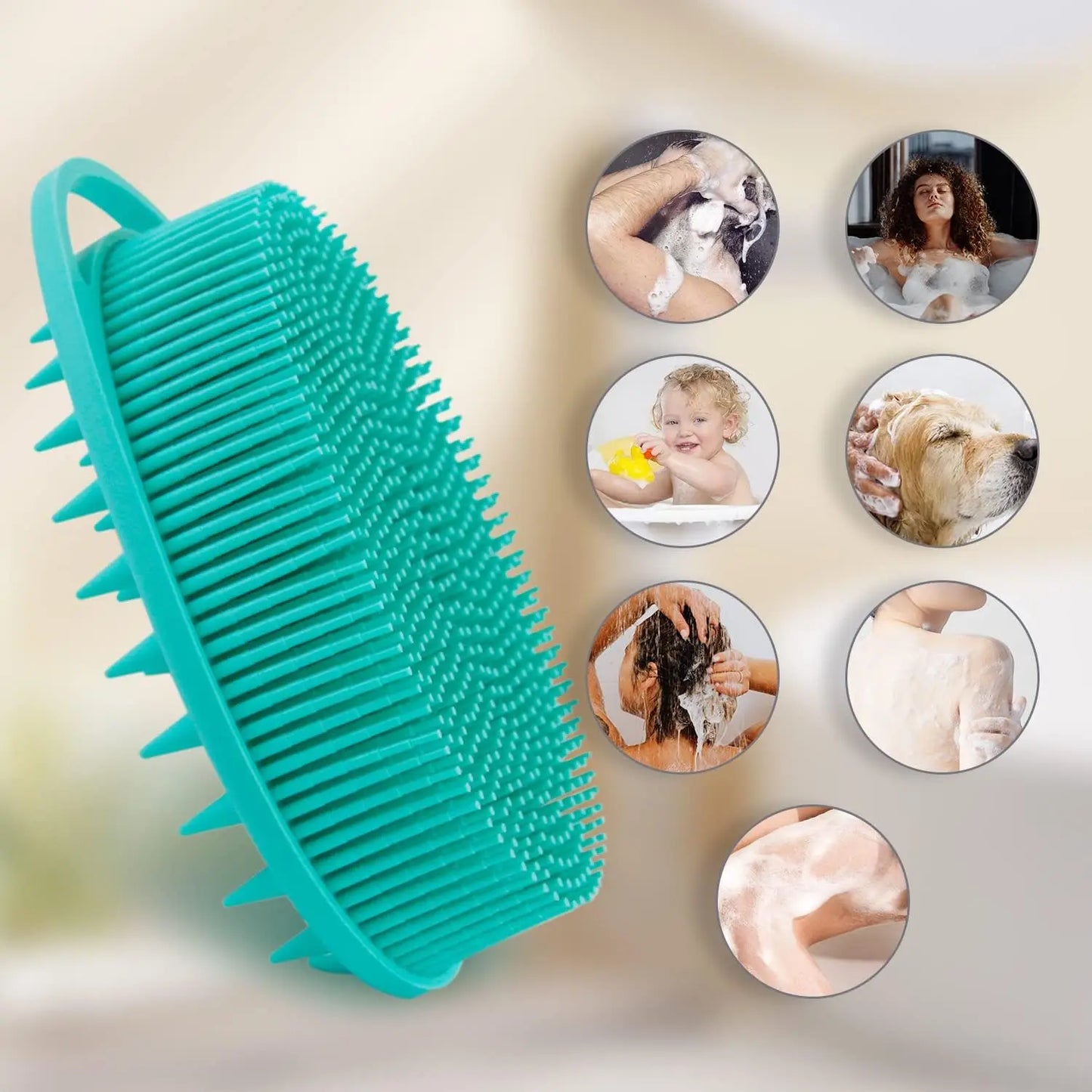 2 in 1 Soft Silicone Body Brush Wash Bath Shower Exfoliating Skin Fit For Baby Bath Shampoo Facial Massage Brush