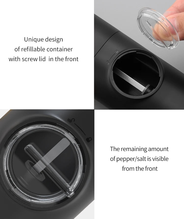 USB Rechargeable Electric Salt And Pepper Grinder With Adjustable Coarseness Refillable Mill Battery Powered Home Kitchen Gadget
