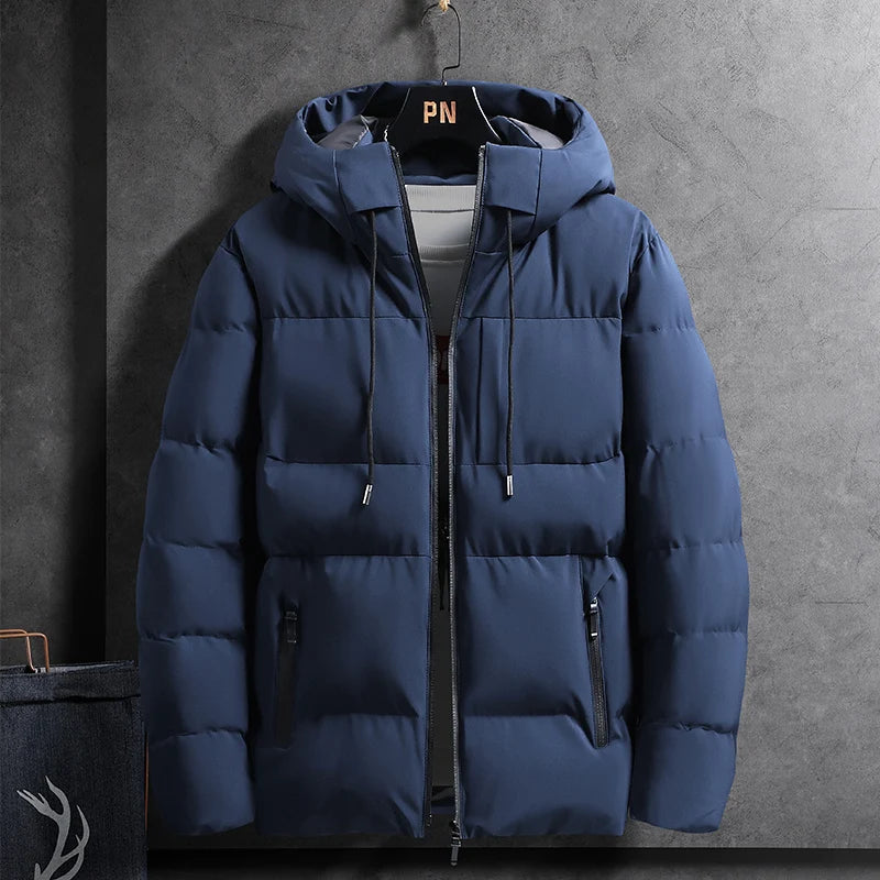 Autumn and Winter Men's Cotton Coat Hooded Jacket Warm Casual Simple Korean Version Slim Fit Cotton Coat Trend Puffer Jacket