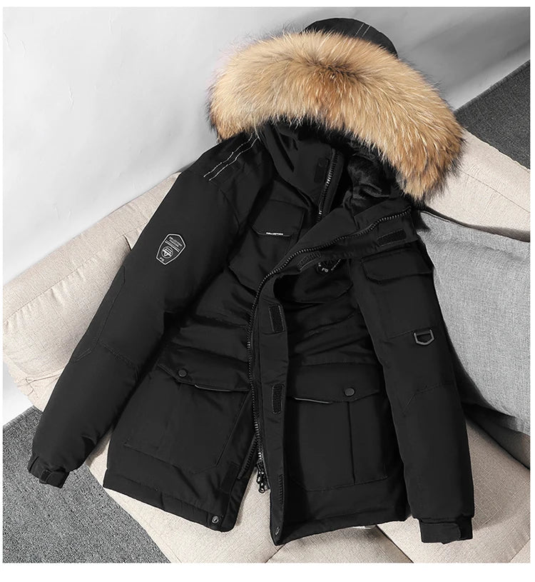 Loose Warm Hooded Down Jacket Handsome Fashion Trend Korean Version of Quality Men's Winter Down Jacket Men's Coat Hooded Down