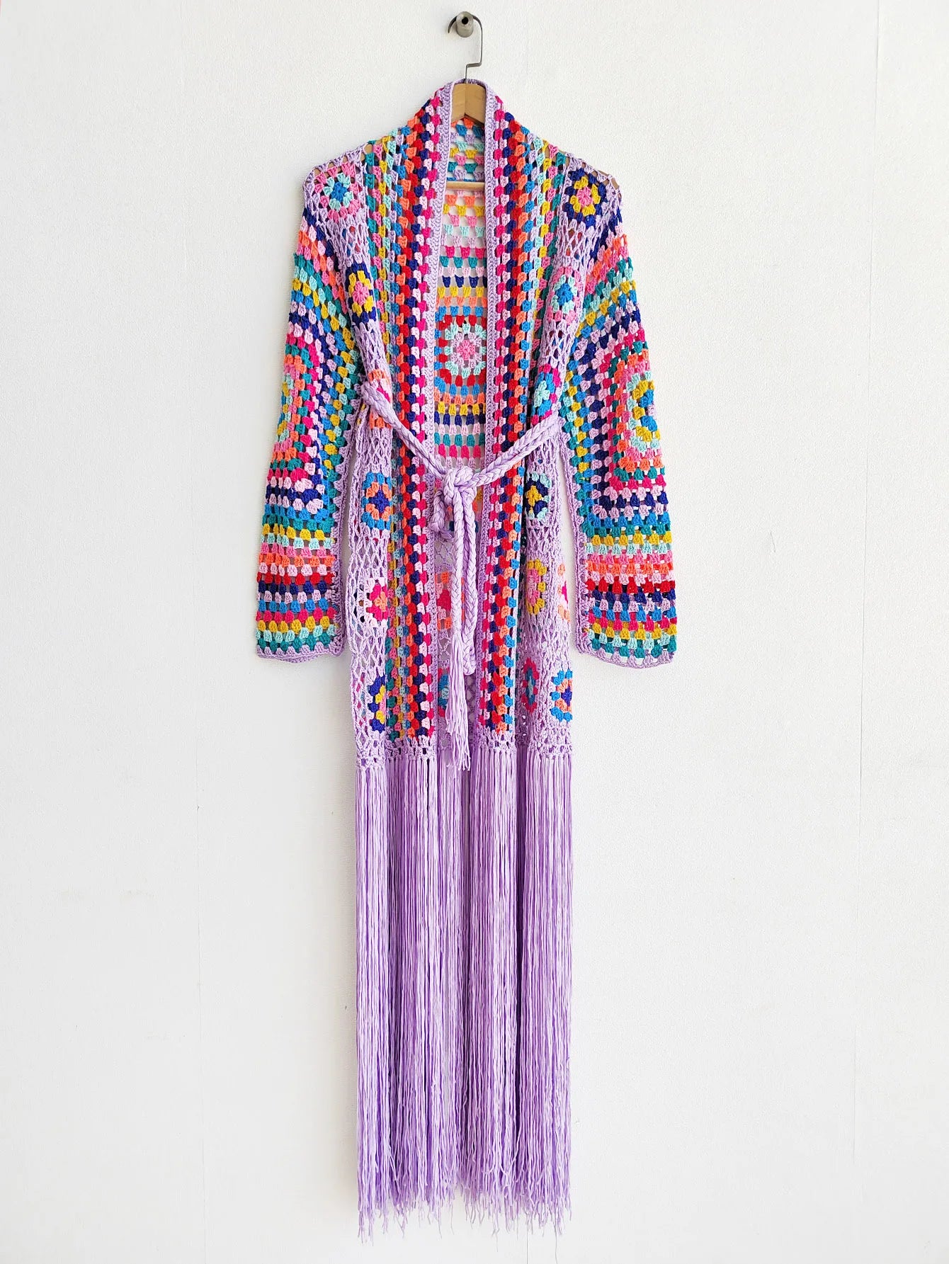 Crochet Knitted Women Cardigan Cover Ups Tassel Plaid Long Coat Bohemian 2023 Summer Beach Bikini Covers Sexy Hook Vestidos