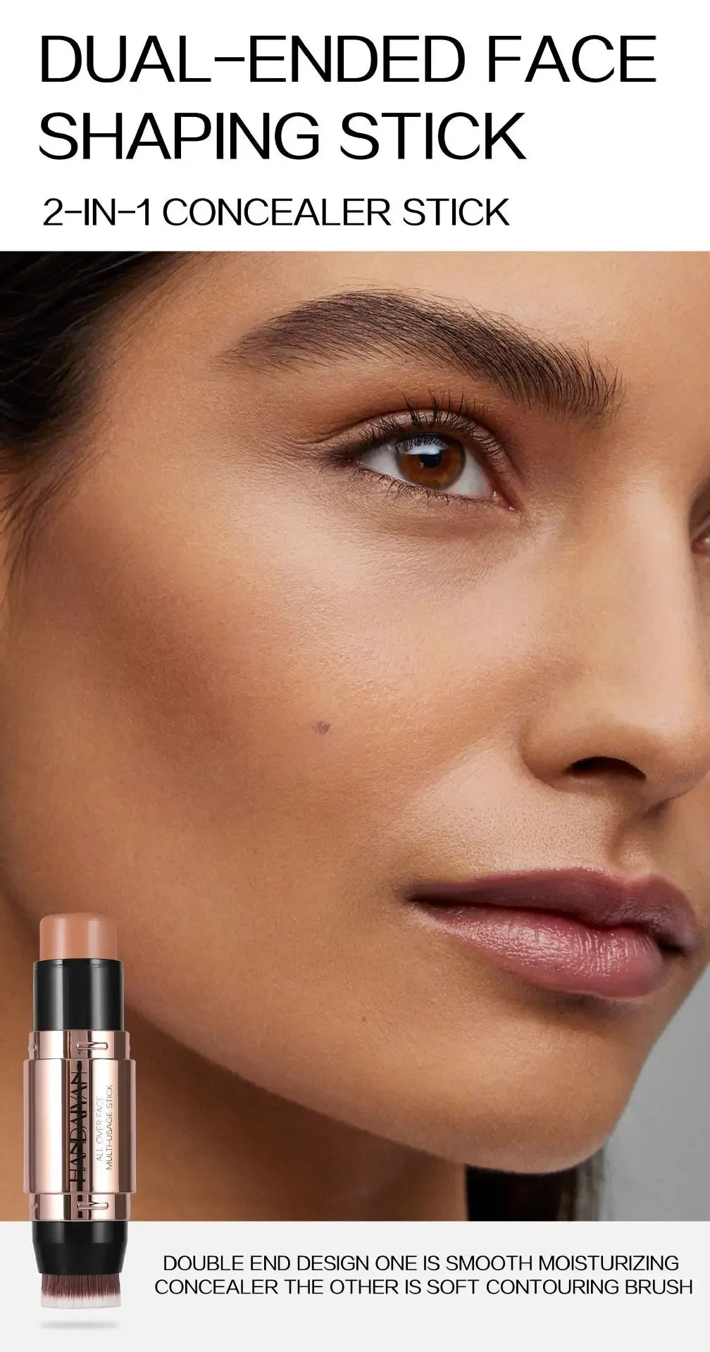 Double-head Face Bronzer Contour Stick Cream Makeup Light Dark Shadow Lasting Concealer Facial Brighten Contouring With Brush