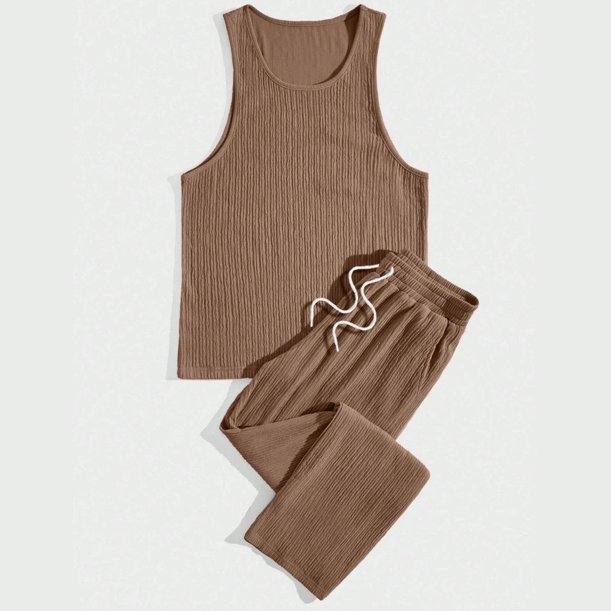 Summer New Men's Sleeveless Vest and Pants Set, Fashionable Fitness, Sports, Leisure Vacation, American Commuting 2-Piece set