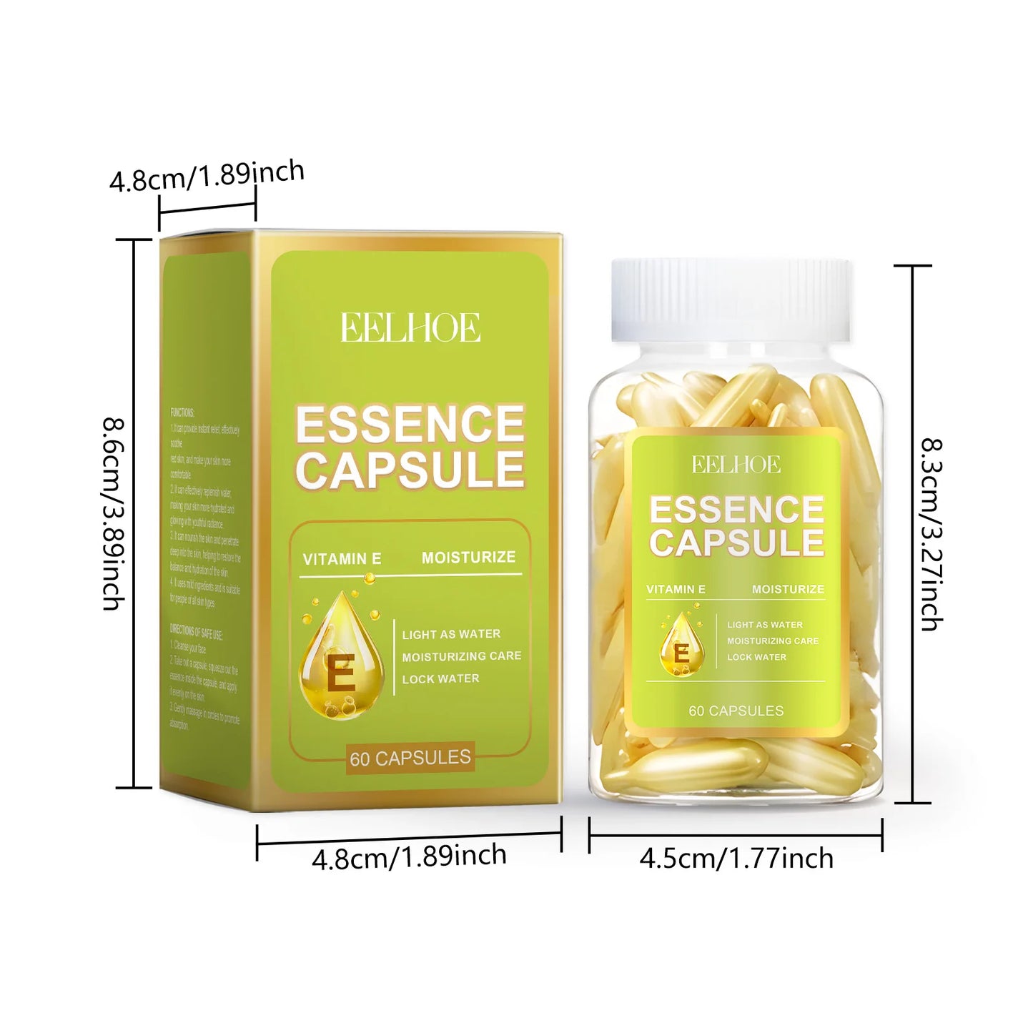 EELHOE Facial Capsule Essence Mild, Daily moisturizing, Facial Skin Care and Moisturizing Essence Capsule Winter Skincare 65g