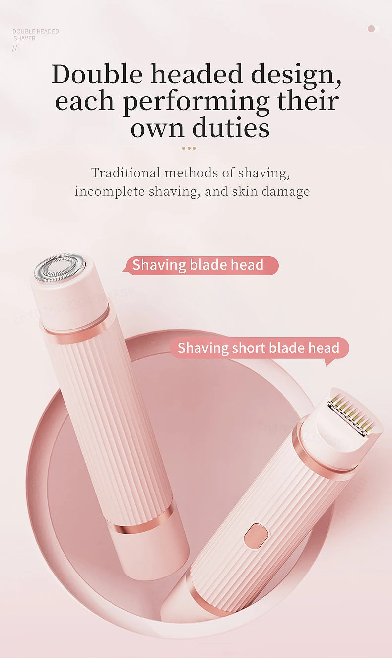 Hair Clipper Women Face Bikini Facial Body Epilator Female Leg Underarm Razors Electric Shaver Rechargeable Double Head Trimmer